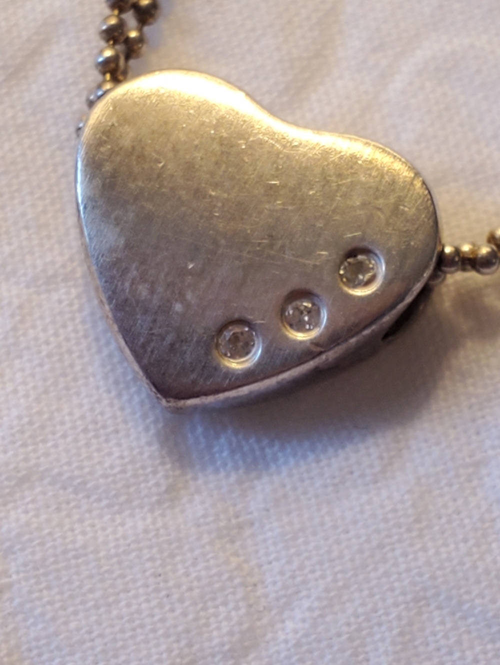 Fossil Silver 925 Heart Pendant Necklace with Accent Stones Double Chain